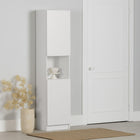 South Shore - Arum - Armoire de rangement étroite 2 portes - Blanc solide-2 tablettes réglables : cette étagère offre au total 5 compartiments, dont 4 sont divisés par des tablettes amovibles. Replacez-les en fonction de vos besoins. L'espace ouvert au centre est tout indiqué pour mettre de l’avant votre style personnel.