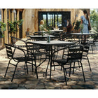 Table carrée de 31,5 po en verre/métal et 4 chaises empilables noires en aluminium avec dossier à lattes (TLH-0732SQ-017CBK4-GG)-4