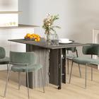 HOMCOM - Table à manger pliante avec abattant, étagères à 2 niveaux et roulettes pour 2-4 personnes - grain de bois gris-Peut accueillir jusqu'à six personnes