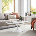 Modway - Lippa Ovale de 42 po Bois Table basse - Blanc-Socle métallique résistant aux éclats