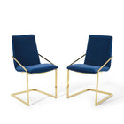 Modway - Pitch Performance Velvet Fauteuil à manger Ensemble de 2 - Marine d’or-Chaise de salle à manger moderne