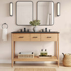 Modway - Zaire 48" Meuble de salle de bain à double lavabo - Noir naturel-Tirs de poignée en métal