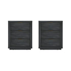 Manhattan Comfort - Ensemble de 2 tables de chevet modernes Evelyn 20" à 3 tiroirs - Gris charbon-Table de nuit moderne pour chambre et salon lot de 2