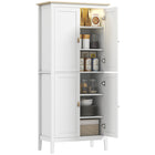 HOMCOM - Armoire de cuisine avec lumière LED à capteur - blanc-Trois modes de détection de mouvement : toute la journée, nuit ou allumé en continu 