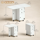 HOMCOM - Table à manger pliante à roulettes avec abattant, tiroirs et armoire de rangement pour 4-6 personnes - blanc marbré-Deux tiroirs et un meuble offrent un espace de rangement discret 