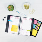 Brownline - 2026 Agenda quotidien PlannerPlus avec notes adhésives - 8 po x 5 po - Noir - Anglais-Certifié sous le code de licence FSC : FSC C102682. Le Forest Stewardship Council permet aux entreprises et aux consommateurs de choisir des produits fabriqués avec des matériaux issus de forêts responsables, promouvant une gestion écologiquement appropriée, socialement bénéfique et économiquement viable des forêts du monde