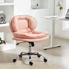 HOMCOM - Chaise de bureau sans accoudoirs à croisillons avec roulettes - rose-Leathaire respirant, imperméable et facile à nettoyer au quotidien