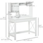 HOMCOM - Bureau d'ordinateur avec rangement - 41,3 po L x 19,7 po l x 54,1 po H - blanc-Hauteur de bureau confortable et espace adapté pour des séances de travail faciles