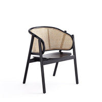 Manhattan Comfort - Versailles fauteuil d’appoint industry chic 23,62" - noir et cannage naturel-Chaise d’appoint en rotin moderne - chic de l’industrie, parfaite pour le salon et la salle à manger