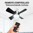 Bell+Howell - Lampe de ventilateur à douille de 15,7 po avec télécommande - Noir-Choisissez parmi plusieurs réglages d'éclairage : élevé, moyen ou faible