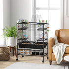 PawHut - Cage à hamster roulant 43 po avec système de tubes tunnels et étagère de rangement-Plusieurs accessoires amusants inclus pour les grands hamsters