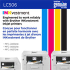 Brother - LC506YS Cartouche d’encre jaune authentique à rendement standard-Compatible avec l’Abonnement encre et toner Refresh. Les imprimantes compatibles avec les cartouches d’encre de la série LC506 sont admissibles à l’abonnement. Recevez des cartouches d’encre authentiques avant même d’en manquer. Visitez brother.ca/refresh.