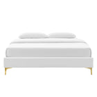 Modway - Sutton Performance Velvet Cadre de lit King, Blanc-Système de soutien en lattes de bois