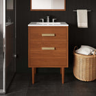 Modway - Cassia 24" Bois de teck Armoire de toilette de salle de bain (lavabo non inclus) - Naturel-Capsules de pied non marquées