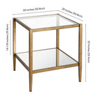 Hudson&Canal - Table d'appoint carrée Hera 50 cm de large avec étagère miroir - Laiton-9