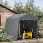 Outsunny - Tente de stockage de jardin 9,2 'x 7,9', abri à vélos robuste, gris foncé-Cadre métallique solide et robuste, maintient la structure ensemble et en place 
