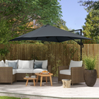 Outsunny - Parasol déporté avec inclinaison et rotation à 4 positions - 10 pi x 10 pi - gris foncé-La toile pivote à 360 degrés grâce à la pédale pour vous protéger toute la journée