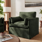 Modway - Wellfleet Slipcover Mélange de lin Fauteuil - Sauge-Deux coussins décoratifs