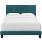 Modway - Amira Performance Velvet Lit plein, Bleu de mer-Sommier requis (non inclus)