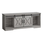 Monarch Specialties - 2747 Meuble Tv - 60 po L/Gris Avec 2 Portes Coulissantes-Meuble TV de 60 pouces de style ferme moderne avec rangement ouvert et fermé dans un fini faux bois gris