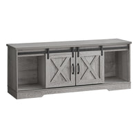 Monarch Specialties - 2747 Meuble Tv - 60 po L/Gris Avec 2 Portes Coulissantes-Meuble TV de 60 pouces de style ferme moderne avec rangement ouvert et fermé dans un fini faux bois gris