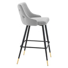 Modway - Adorn Performance Velvet Tabouret de bar - Gris clair-Jambes noires effilées