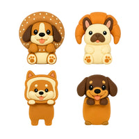 Artikl - Peek-a-Pals Pâtisseries entre amis - paquet de 4-Comprend quatre figurines décoratives Peek-a-Pals