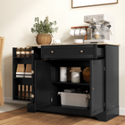 HOMCOM - Buffet moderne avec plateau effet bois et étagères de rangement multiples - noir-MDF de qualité avec surface traitée pour un nettoyage facile 
