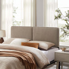 Modway - Lindee Tissu Boucle Tête de lit King, Flocons d’avoine-Rembourrage en mousse dense