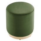 Modway - Tilden Velours rond de performance de 16" Rembourré Ottoman - Moss Green Natural-Arrivée entièrement assemblée