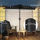 Outsunny - Parasol demi-patio avec lumières LED solaires et manivelle - 9 pi - noir-Cette toile de parasol de terrasse pivote de 30° à gauche et à droite pour une ombre toute la journée