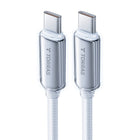 Torras - Câble de charge rapide USB-C Iceflow 60 W - 79 po - Blanc-Port revêtu d'alliage de nickel, excellente résistance à la flexion et aux fissures