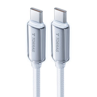 Torras - Câble de charge rapide USB-C Iceflow 60 W - 79 po - Blanc-Port revêtu d'alliage de nickel, excellente résistance à la flexion et aux fissures