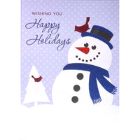 Mill Brook Studio - Cartes de souhaits Noël / Enveloppes - 5-3/8 po x 7-3/4 po - Joyeuses Fêtes: Bonhomme de Neige et Cardinal - Paquet de 18-Cartes de souhaits qualité boutique