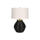 Monarch Specialties - Luminaire - 25 po H Lampe De Table - Béton Noir - Abat-Jour Ivoire / Crème - Contemporain-Ajoutez une touche de chaleur et de luminosité à votre intérieur avec cette élégante lampe de table contemporaine de 25 pouces de haut avec une base en forme de jarre avec une texture de béton noir aux fines stries, surmontée d'un abat-jour tambour en lin ivoire et d'un embout rond doré