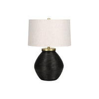 Monarch Specialties - Luminaire - 25 po H Lampe De Table - Béton Noir - Abat-Jour Ivoire / Crème - Contemporain-Ajoutez une touche de chaleur et de luminosité à votre intérieur avec cette élégante lampe de table contemporaine de 25 pouces de haut avec une base en forme de jarre avec une texture de béton noir aux fines stries, surmontée d'un abat-jour tambour en lin ivoire et d'un embout rond doré