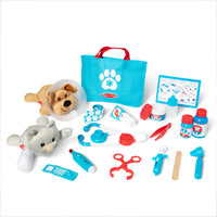 Melissa & Doug - Ensemble de jeu vétérinaire, examen et soins des animaux-Ensemble de jeu vétérinaire de 24 pièces, examen et soins des animaux avec chien et chat en peluche et autres accessoires amusants pour les jeux de rôle