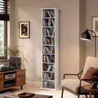 HOMCOM - Armoire de rangement multimédia DVD mince à 9 niveaux avec étagères réglables - blanc-Sangle anti-basculement pour plus de sécurité et de stabilité 