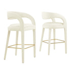 Modway - Pinnacle Performance Velvet Tabouret de bar - Or ivoire - Ensemble de 2-Assemblée requise