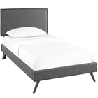 Modway - Amaris Tissu Lit à plateforme jumelle avec pattes rondes écartées, Gris-Cadre en bois / panneau en particules