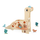 Janod - Dino - Garage Dino-Garage sur le thème des dinosaures en forme de Diplodocus.