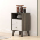 HOMCOM - Table de nuit avec 3 tiroirs et rangement ouvert - gris - lot de 2-Rail coulissant en métal pour tiroir assurant un fonctionnement fluide 