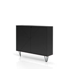Nexera - Console de rangement 2 portes Slim, Noir-Finition en MDF de qualité supérieure laqué, texturé et mélamine résistante aux égratignures, aux taches et à l'eau pour votre usage quotidien
