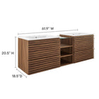 Modway - Render Évier double mural de 62" Vanette de salle de bain - Blanc noyer-Éviers en céramique avec centre de 8"