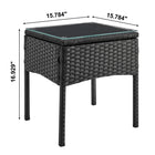 Manhattan Comfort - Ensemble de salon de patio moderne Noli pour 2 personnes avec table d’appoint - Noir et crème - Lot de 3-Table d’appoint avec verre trempé amovible de 5 mm