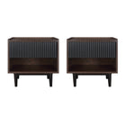 Manhattan Comfort - Lot de 2 tables de chevet Duane 20,23" style mid-century moderne - marron foncé et noir-Table de chevet style milieu du siècle pour chambre et salon lot de 2
