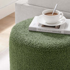 Modway - Tilden Sherpa rond 16" Rembourré Ottoman - Moss Green Natural-Arrivée entièrement assemblée