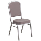 Chaise de banquet HERCULES empilable, dossier couronne, tissu à pois gris, siège épais de 2,5 po, cadre argenté (FD-C01-S-6-GG)-Capacité de poids de 500 lb