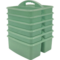 Teacher Created Resources - Eucalyptus Green Plastic Storage Caddy, Pack de 6-Ces caddies sont fabriqués à partir de plastique durable et comprennent des compartiments divisés pour une organisation facile.
