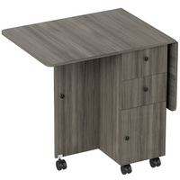 HOMCOM - Table à manger pliante à abattant sur roulettes avec tiroirs et armoire de rangement pour 4 à 6 personnes - gris-Son style moderne est idéal pour être placé dans la chambre, le salon ou la salle à manger 